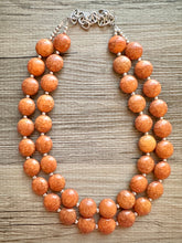 Load image into Gallery viewer, Clementine Crackle Chunky Statement Necklace, Big beaded jewelry, Double Strand Statement Necklace, Bib necklace, orange bridesmaid wedding