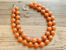 Load image into Gallery viewer, Clementine Crackle Chunky Statement Necklace, Big beaded jewelry, Double Strand Statement Necklace, Bib necklace, orange bridesmaid wedding