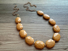 Load image into Gallery viewer, Honey Butter &amp; Gold Long Necklace, champagne ball bead necklace, single strand bib necklace, yellow brown statement layering jewelry