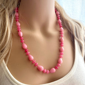 Rhodochrosite Gemstone Chunky Statement Necklace, Red coral Pink gemstone necklace, gem jewelry beaded agate glass cherry