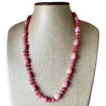 Load image into Gallery viewer, Rhodochrosite Gemstone Chunky Statement Necklace, Red coral Pink gemstone necklace, gem jewelry beaded agate glass cherry