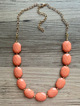 Load image into Gallery viewer, Burnt Sienna &amp; Gold Long Necklace, dark orange ball bead necklace, single strand bib necklace, brown champagne statement layering jewelry