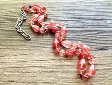 Load image into Gallery viewer, Gemstone Cherry Quartz Chunky Statement Necklace, Red coral Pink gemstone necklace, brown tan gem jewelry beaded agate glass bead crystals