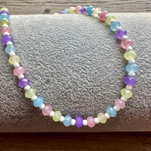 Load image into Gallery viewer, Gelato Scoop Gemstone Single Strand Beaded Statement Necklace, purple beaded necklace, pink bridesmaid jewelry layering white yellow blue