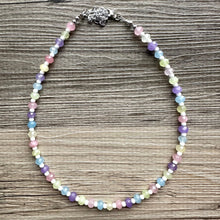 Load image into Gallery viewer, Gelato Scoop Gemstone Single Strand Beaded Statement Necklace, purple beaded necklace, pink bridesmaid jewelry layering white yellow blue