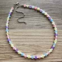 Load image into Gallery viewer, Gelato Scoop Gemstone Single Strand Beaded Statement Necklace, purple beaded necklace, pink bridesmaid jewelry layering white yellow blue