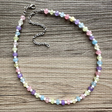 Load image into Gallery viewer, Gelato Scoop Gemstone Single Strand Beaded Statement Necklace, purple beaded necklace, pink bridesmaid jewelry layering white yellow blue