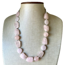 Load image into Gallery viewer, Vintage Rose Quartz Necklace, single Strand Statement Jewelry, rhinestone necklace, layering bridesmaid, everyday crystal jewelry gold