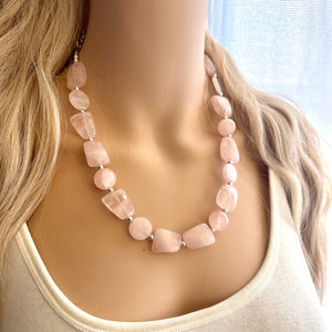 Vintage Rose Quartz Necklace, single Strand Statement Jewelry, rhinestone necklace, layering bridesmaid, everyday crystal jewelry gold