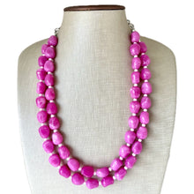 Load image into Gallery viewer, Pink Palms Statement jewelry, Chunky Beaded Necklace, blush Jewelry, Spring Jewelry Necklace, dark pink Necklace, double strand jelly bean