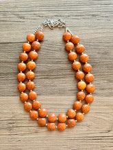 Load image into Gallery viewer, Clementine Crackle Chunky Statement Necklace, Big beaded jewelry, Double Strand Statement Necklace, Bib necklace, orange bridesmaid wedding