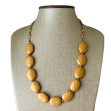 Load image into Gallery viewer, Honey Butter &amp; Gold Long Necklace, champagne ball bead necklace, single strand bib necklace, yellow brown statement layering jewelry