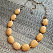 Load image into Gallery viewer, Honey Butter &amp; Gold Long Necklace, champagne ball bead necklace, single strand bib necklace, yellow brown statement layering jewelry