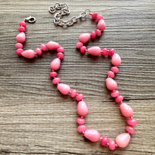 Load image into Gallery viewer, Rhodochrosite Gemstone Chunky Statement Necklace, Red coral Pink gemstone necklace, gem jewelry beaded agate glass cherry