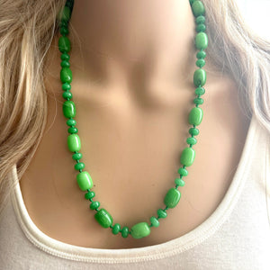 Natural Malaysia Jade Beaded 1 strand Statement Necklace, Chunky Bib Single Light green stone jewelry, gemstone layering Kelly shamrock