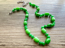 Load image into Gallery viewer, Natural Malaysia Jade Beaded 1 strand Statement Necklace, Chunky Bib Single Light green stone jewelry, gemstone layering Kelly shamrock