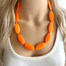 Load image into Gallery viewer, Orange Chunky Statement Necklace, Big beaded jewelry, Single Strand Statement Necklace, Bib necklace, bright orange bridesmaid wedding