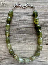 Load image into Gallery viewer, Olive Green Chunky Statement Necklace, Big beaded jewelry, Single Strand Resin Statement Necklace, Bib army green bridesmaid wedding