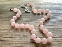 Load image into Gallery viewer, Gemstone Rose Quartz Chunky Statement Necklace, Blush Pink gemstone necklace, silver gem jewelry beaded agate glass bead crystals