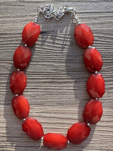 Load image into Gallery viewer, Maroon Single Strand Big Beaded Statement Necklace, red Jewelry, red beaded necklace, red bridesmaid necklace jewelry, red drop earrings