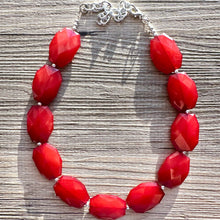 Load image into Gallery viewer, Maroon Single Strand Big Beaded Statement Necklace, red Jewelry, red beaded necklace, red bridesmaid necklace jewelry, red drop earrings