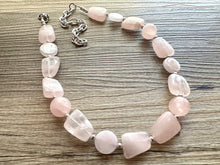 Load image into Gallery viewer, Vintage Rose Quartz Necklace, single Strand Statement Jewelry, rhinestone necklace, layering bridesmaid, everyday crystal jewelry gold