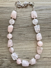 Load image into Gallery viewer, Vintage Rose Quartz Necklace, single Strand Statement Jewelry, rhinestone necklace, layering bridesmaid, everyday crystal jewelry gold