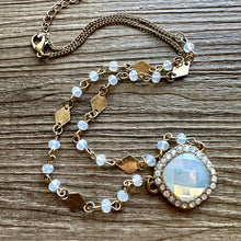 Load image into Gallery viewer, Vintage aurora borealis Statement Necklace, dainty silver chain chunky necklace, statement jewelry, gemstone layering necklace