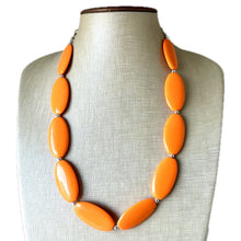 Load image into Gallery viewer, Orange Chunky Statement Necklace, Big beaded jewelry, Single Strand Statement Necklace, Bib necklace, bright orange bridesmaid wedding