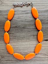 Load image into Gallery viewer, Orange Chunky Statement Necklace, Big beaded jewelry, Single Strand Statement Necklace, Bib necklace, bright orange bridesmaid wedding