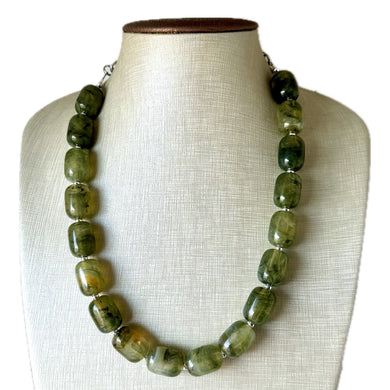 Olive Green Chunky Statement Necklace, Big beaded jewelry, Single Strand Resin Statement Necklace, Bib army green bridesmaid wedding