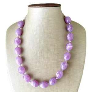 Purple Lavender Chunky Statement Necklace, Big beaded jewelry, single Strand Statement Necklace, Bib necklace, bridesmaid wedding, lilac