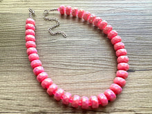 Load image into Gallery viewer, Hot Pink Chunky Statement Necklace, 1 Strand Beaded Jewelry, Pink jewelry, tube bead layering bib hot pink layering acrylic sparkle