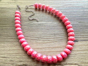 Hot Pink Chunky Statement Necklace, 1 Strand Beaded Jewelry, Pink jewelry, tube bead layering bib hot pink layering acrylic sparkle