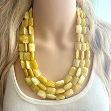 Load image into Gallery viewer, Popcorn Beaded Statement Necklace, beaded jewelry, yellow jewelry, yellow beaded necklace earrings, marigold bridesmaid jewelry set wedding
