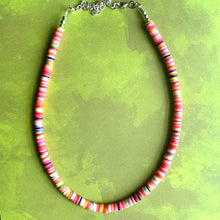 Load image into Gallery viewer, Rainbow Row Heishi Beaded Necklace, Colorful Jewelry, Chunky statement necklace, beaded necklace, color block necklace pride