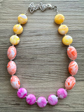 Load image into Gallery viewer, Heat Wave Swirl Neon Necklace, hot pink orange yellow white jewelry, single strand beaded necklace