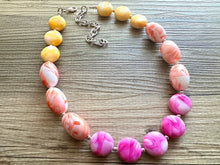 Load image into Gallery viewer, Heat Wave Swirl Neon Necklace, hot pink orange yellow white jewelry, single strand beaded necklace