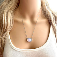 Load image into Gallery viewer, Vintage aurora borealis Statement Necklace, dainty silver chain chunky necklace, statement jewelry, gemstone layering necklace