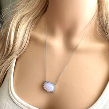Load image into Gallery viewer, Vintage aurora borealis Statement Necklace, dainty silver chain chunky necklace, statement jewelry, gemstone layering necklace