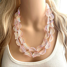 Load image into Gallery viewer, Blush Pink Clementine Statement Necklace, Big beaded jewelry, double Strand Statement Necklace, Bib necklace, bridesmaid wedding, baby pink