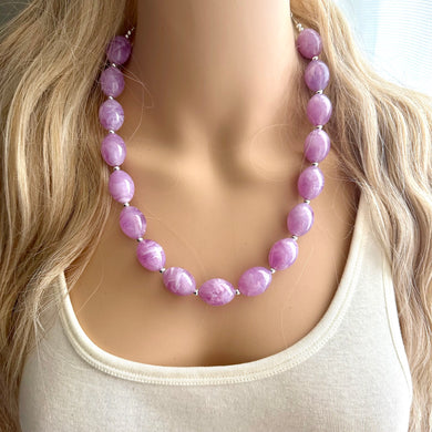 Purple Lavender Chunky Statement Necklace, Big beaded jewelry, single Strand Statement Necklace, Bib necklace, bridesmaid wedding, lilac