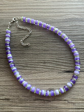 Load image into Gallery viewer, Purple &amp; Lime Single Strand Beaded Statement Necklace, purple beaded necklace, white summer jewelry layering light green bead