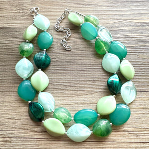 Mystic Mint Necklace, Green colorful cream jewelry, big beaded chunky statement necklace, Seafoam green jewelry turquoise aqua green