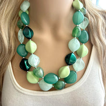 Load image into Gallery viewer, Mystic Mint Necklace, Green colorful cream jewelry, big beaded chunky statement necklace, Seafoam green jewelry turquoise aqua green