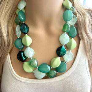 Mystic Mint Necklace, Green colorful cream jewelry, big beaded chunky statement necklace, Seafoam green jewelry turquoise aqua green