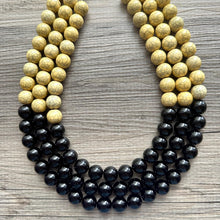 Load image into Gallery viewer, Bubble bee Yellow &amp; Black Statement Necklace, chunky bib beaded jewelry, Summer jewelry, black necklace, beaded acrylic jewelry bumblebee