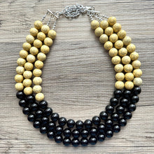 Load image into Gallery viewer, Bubble bee Yellow &amp; Black Statement Necklace, chunky bib beaded jewelry, Summer jewelry, black necklace, beaded acrylic jewelry bumblebee