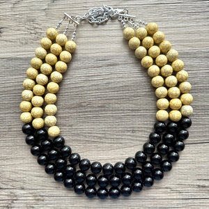 Bubble bee Yellow & Black Statement Necklace, chunky bib beaded jewelry, Summer jewelry, black necklace, beaded acrylic jewelry bumblebee