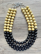 Load image into Gallery viewer, Bubble bee Yellow &amp; Black Statement Necklace, chunky bib beaded jewelry, Summer jewelry, black necklace, beaded acrylic jewelry bumblebee